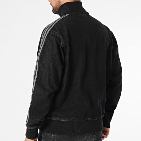 Adidas Originals - Veste Jean Zippée A Bandes Denim Firebird KD1516 Noir
