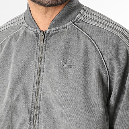Adidas Originals - Veste Jean Zippée A Bandes SST TT JW5915 Gris
