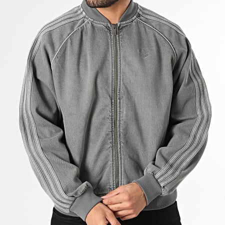 Adidas Originals - Veste Jean Zippée A Bandes SST TT JW5915 Gris