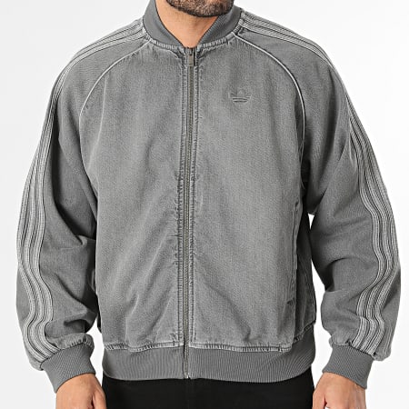 Adidas Originals - Veste Jean Zippée A Bandes SST TT JW5915 Gris