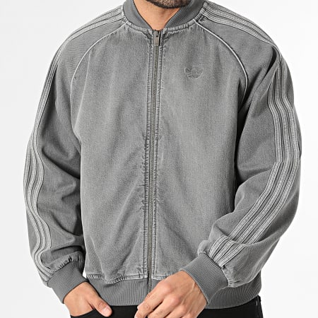 Adidas Originals - Veste Jean Zippée A Bandes SST TT JW5915 Gris