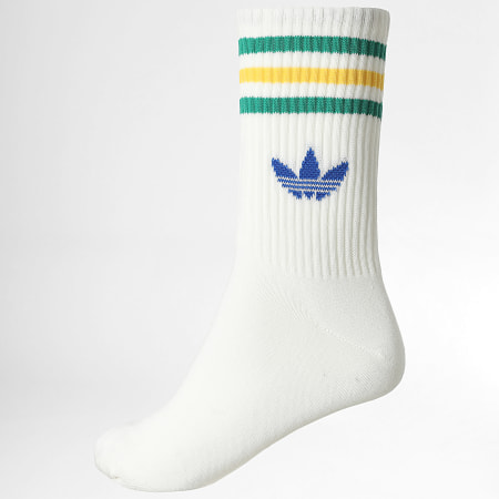 Adidas Originals - Lot De 3 Paires De Chaussettes 3 Stripes Crew KD8250 Blanc Vert Jaune