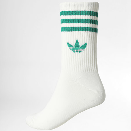 Adidas Originals - Lot De 3 Paires De Chaussettes 3 Stripes Crew KD8250 Blanc Vert Jaune
