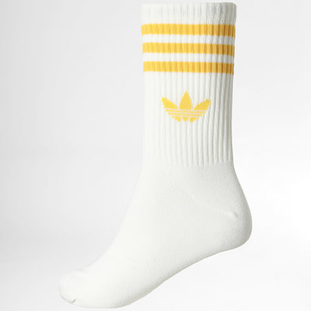 Adidas Originals - Lot De 3 Paires De Chaussettes 3 Stripes Crew KD8250 Blanc Vert Jaune