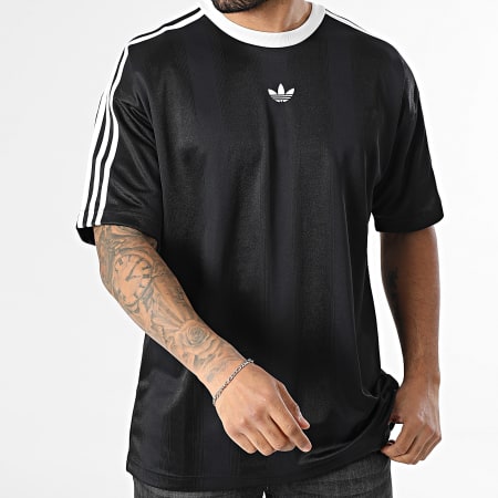 Adidas Originals - Tee Shirt A Bandes Jacquard Jersey KD5830 Noir Blanc