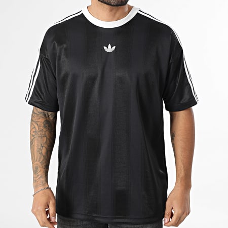 Adidas Originals - Tee Shirt A Bandes Jacquard Jersey KD5830 Noir Blanc
