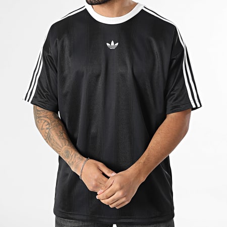 Adidas Originals - Tee Shirt A Bandes Jacquard Jersey KD5830 Noir Blanc