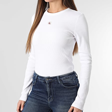 Calvin Klein - Tee Shirt Manches Longues Femme 205G Blanc
