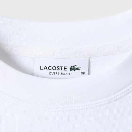 Lacoste - Sweat Crewneck Femme Logo Brodé Crocodile Ton Sur Ton Blanc