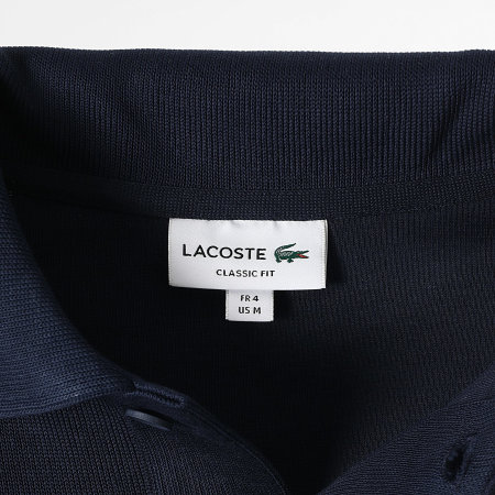 Lacoste - Pull Col Boutonné Logo Brodé Crocodile Bleu Marine