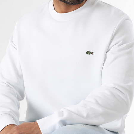 Lacoste - Sweat Crewneck Classic Fit Logo Brodé Crocodile Blanc