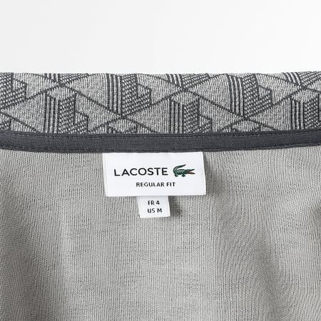 Lacoste - Chaqueta con Cremallera Logo Bordado Cocodrilo Corte Regular Gris Jaspeado