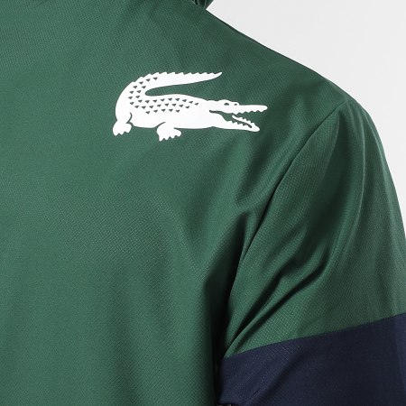 Lacoste - Chaqueta Con Capucha con Cremallera Logo Cocodrilo Verde Blanco