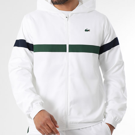 Lacoste - Ensemble De Survêtement Logo Crocodile Blanc Vert