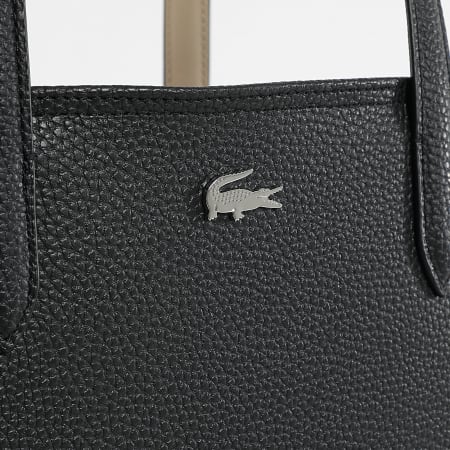 Lacoste - Sac A Main Femme Logo Metallique Crocodile Noir