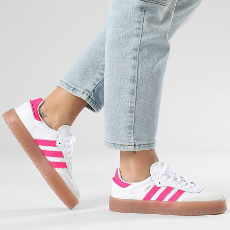 Adidas Originals - Baskets Femme Sambae J JP9532 Footwear White Shock Pink Gold Metallic