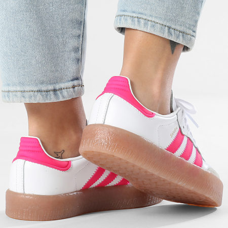 Adidas Originals - Baskets Femme Sambae J JP9532 Footwear White Shock Pink Gold Metallic