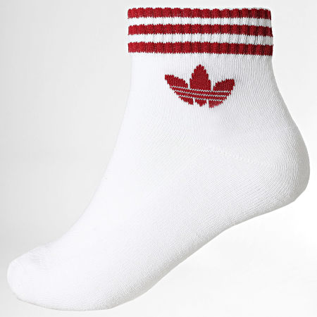 Adidas Originals - Lot De 3 Paires De Chaussettes 3 Stripes Ankle KD8257 Blanc Marron Rouge Vert