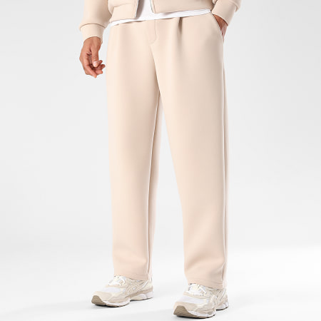 LBO - Calça de fato de treino larga com pregas efeito neoprene 2449 Bege
