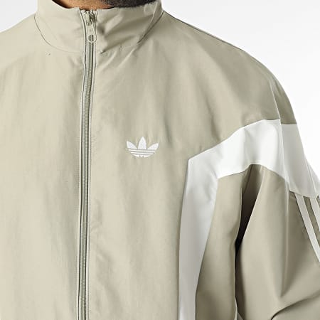 Adidas Originals - Veste Zippée A Bandes Windbreak KB7523 Beige Blanc