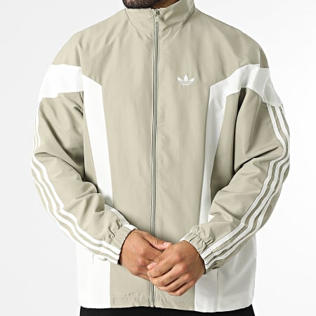 Adidas Originals - Veste Zippée A Bandes Windbreak KB7523 Beige Blanc
