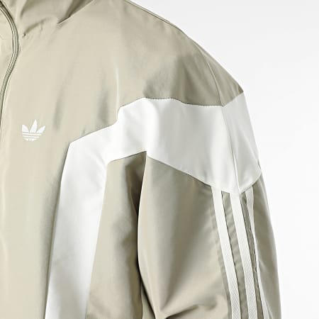 Adidas Originals - Veste Zippée A Bandes Windbreak KB7523 Beige Blanc