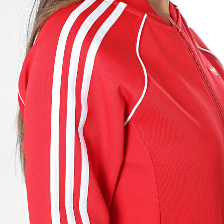 Adidas Originals - Veste Zippée A Bandes Femme SST TT KD3782 Rouge Blanc