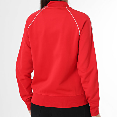 Adidas Originals - Veste Zippée A Bandes Femme SST TT KD3782 Rouge Blanc