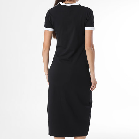 Adidas Originals - Robe Tee Shirt Longue A Bandes Femme 3 Stripes KD7978 Noir Blanc