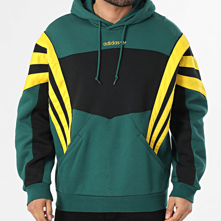 Adidas Originals - Sweat Capuche A Bandes Santiago KT0728 Vert Noir Jaune