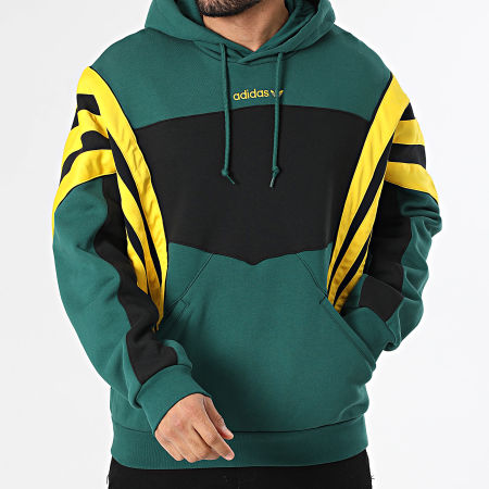 Adidas Originals - Sweat Capuche A Bandes Santiago KT0728 Vert Noir Jaune