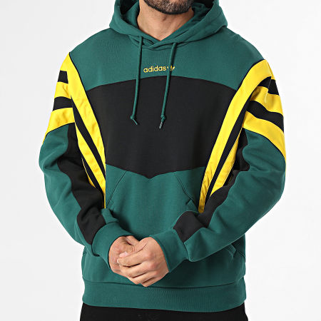 Adidas Originals - Sweat Capuche A Bandes Santiago KT0728 Vert Noir Jaune