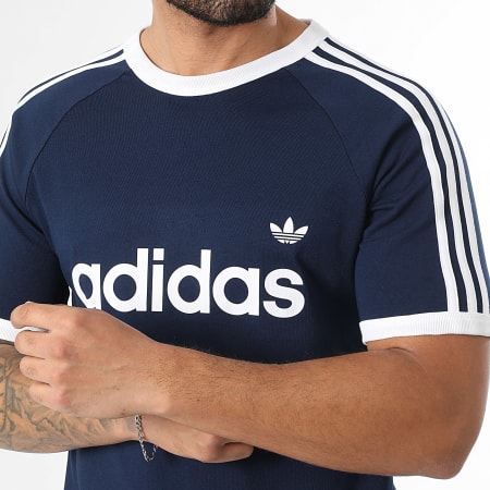 Adidas Originals - Tee Shirt A Bandes 3 Stripes Ringer KF0419 Bleu Marine