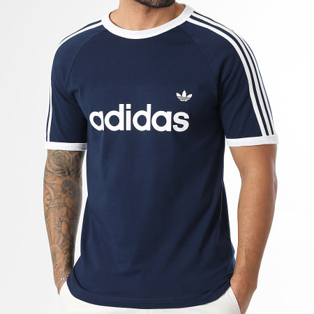 Adidas Originals - Tee Shirt A Bandes 3 Stripes Ringer KF0419 Bleu Marine