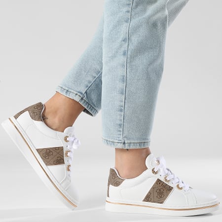 Guess - Baskets Femme FLPSTWFAL12 Beige Brown Doré