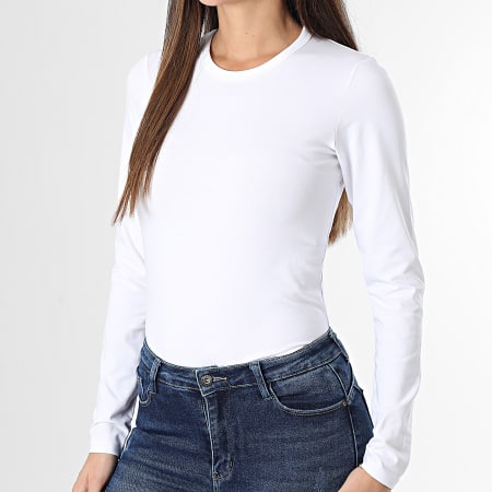 Jack And Jones - Tee Shirt Manches Longues Femme Celine Gigi Blanc