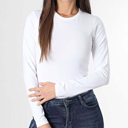 Jack And Jones - Tee Shirt Manches Longues Femme Celine Gigi Blanc
