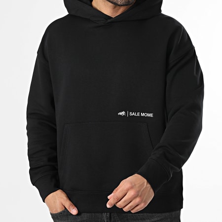 Sale Môme Paris - Sudadera con Capucha Relaxed Forever Young Negro Blanco