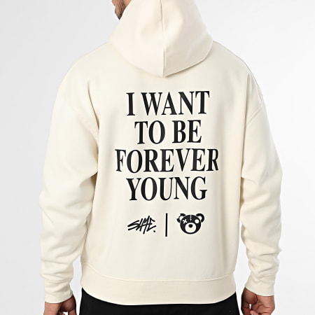 Sale Môme Paris - Sudadera con Capucha Relaxed Forever Young Beige Negro