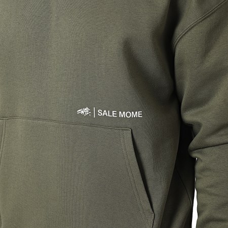 Sale Môme Paris - Sudadera Capucha Relaxed Forever Young Verde Caqui Blanca