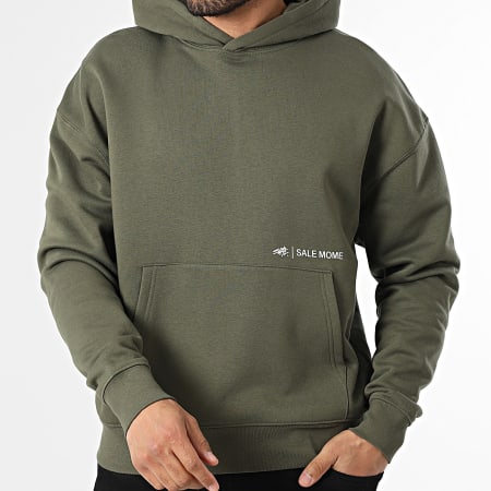 Sale Môme Paris - Sudadera Capucha Relaxed Forever Young Verde Caqui Blanca