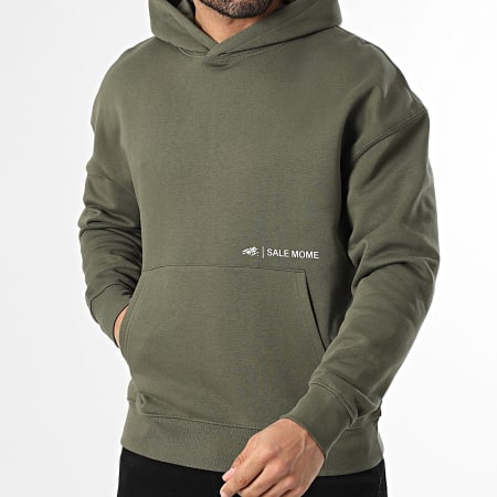 Sale Môme Paris - Sudadera Capucha Relaxed Forever Young Verde Caqui Blanca