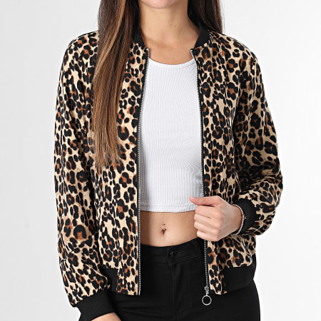Vero Moda - Veste Bomber Femme Coco Beige Camel Noir Léopard