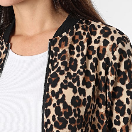 Vero Moda - Veste Bomber Femme Coco Beige Camel Noir Léopard
