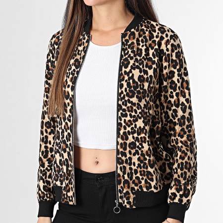 Vero Moda - Veste Bomber Femme Coco Beige Camel Noir Léopard