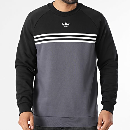 Adidas Originals - Sudadera cuello redondo Chest Stripes KE2133 Negro Gris Antracita