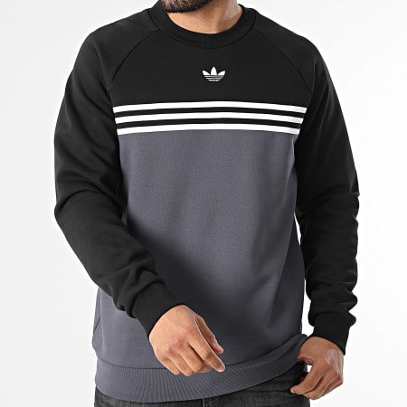 Adidas Originals - Sudadera cuello redondo Chest Stripes KE2133 Negro Gris Antracita