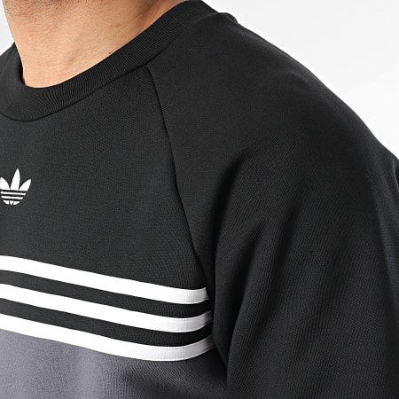 Adidas Originals - Sudadera cuello redondo Chest Stripes KE2133 Negro Gris Antracita