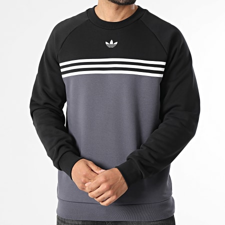 Adidas Originals - Sudadera cuello redondo Chest Stripes KE2133 Negro Gris Antracita