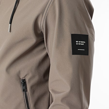 Jack And Jones - Veste Capuche Zippée Basic Softshell Taupe